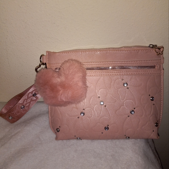 Light Pink Butterfly Large Wristlet - Picture 1 of 7